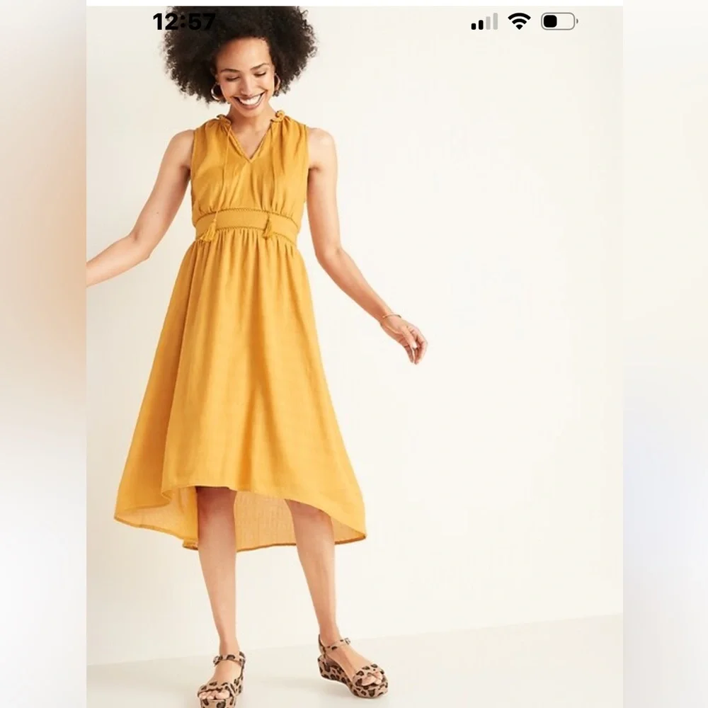 Old Navy Mustard Ruffle Dress - Picture 1 of 4